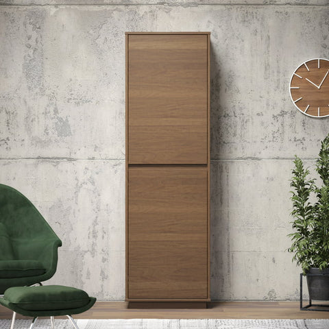 Winston 2-Door Mid-Century Bookcase with 4 Adjustable Shelves, Walnut