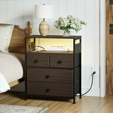 Nightstand with 4 Drawers Bedside Table