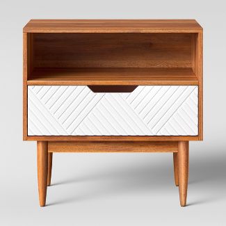 Touraco Nightstand White/Brown - Threshold  ADVANCED SOLUTIONS DISPLAY
