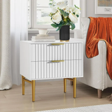 Modern Wood 2 Drawers Nightstand,Vintage Bedside Table for Bedroom