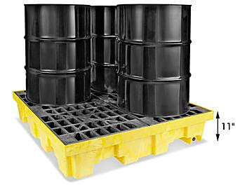 4 Drum Spill Containment Pallet with Drain