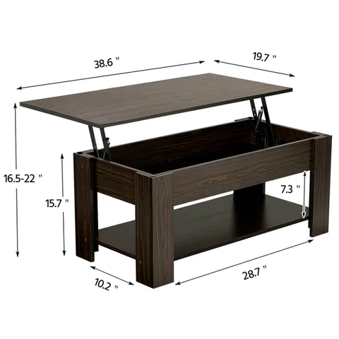 Modern Lift Top Coffee Table Vintage Coffee Table w/Hidden Compartment & Storage