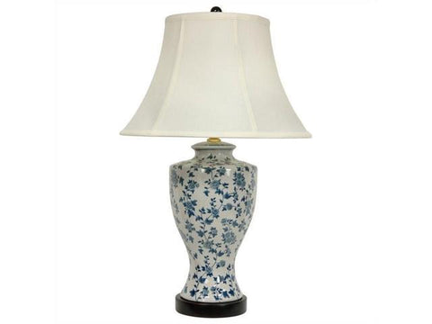 27" Flower Vine Lamp in Blue and White
