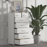 7 Drawer  Dresser, Industrial Wood Dresser for Bedroom, Sturdy Steel Frame