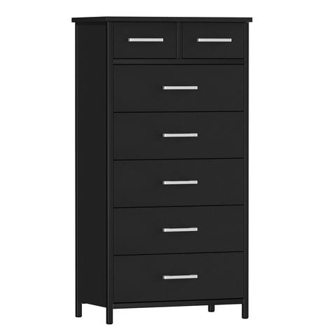 7 Drawer  Dresser, Industrial Wood Dresser for Bedroom, Sturdy Steel Frame