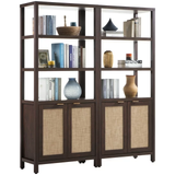 5 Tier Bookshelf Set of 2, Farmhouse 5 Shelf Bookcase with Doors Library Storage Cabinet