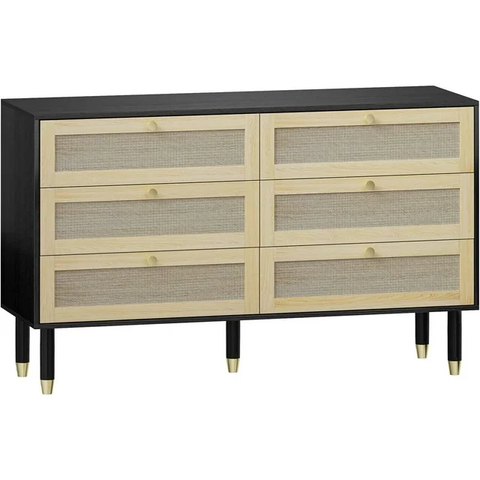Rattan Dresser Mid Century Modern Dresser 6 Drawers