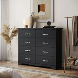 8 Drawer  Double Dresser, Wood Storage Cabinet