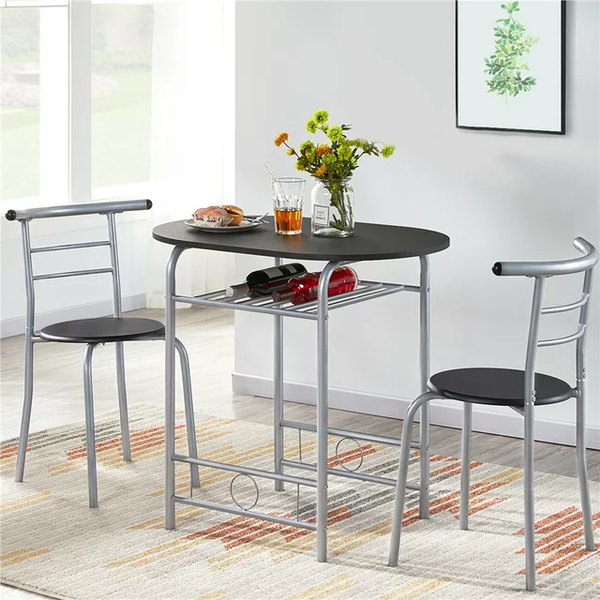 3pcs Modern Dining Set with Round Table and 2 Chairs, Multiple Colors ...