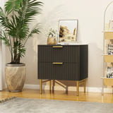 Modern Wood 2 Drawers Nightstand,Vintage Bedside Table for Bedroom