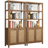 5 Tier Bookshelf Set of 2, Farmhouse 5 Shelf Bookcase with Doors Library Storage Cabinet