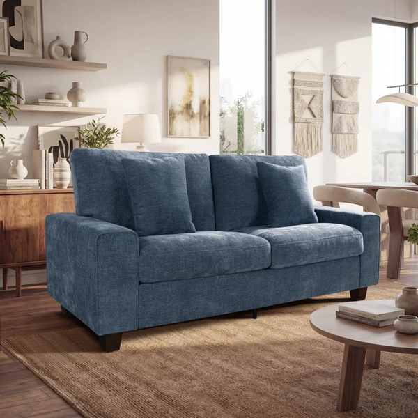 Karlita 71.25'' Chenille Sofa Square Arms Sofa Modern Style Loveseat W ...