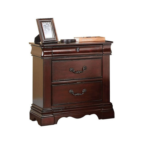 3 Drawer Nightstand in Dark Cherry