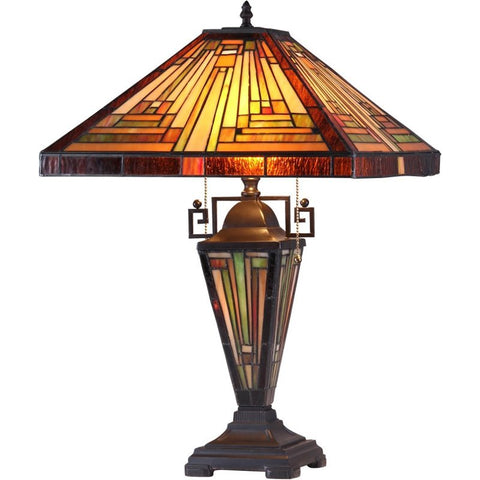 Tiffany-style 3 Light Mission Double Lit Table Lamp 16" Shade