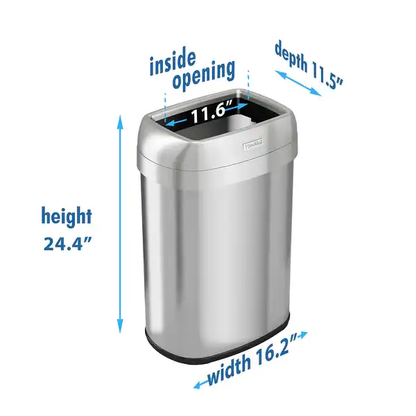 iTouchless 13 Gal. Oval Open Top Stainless Steel Trash Can – ADVANCED ...