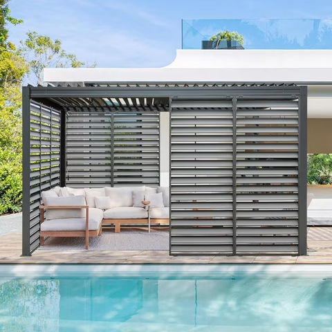 JINS & VICO  Outdoor Louvered Pergola Accessories with Adjustable Panels, Privacy Screen Sunshade with UV Resistant and Stable Base, Aluminum Frame Pergola for Patio, Deck, White