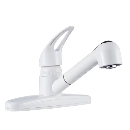 NON-METALLIC PULL-OUT RV KITCHEN FAUCET - WHITE