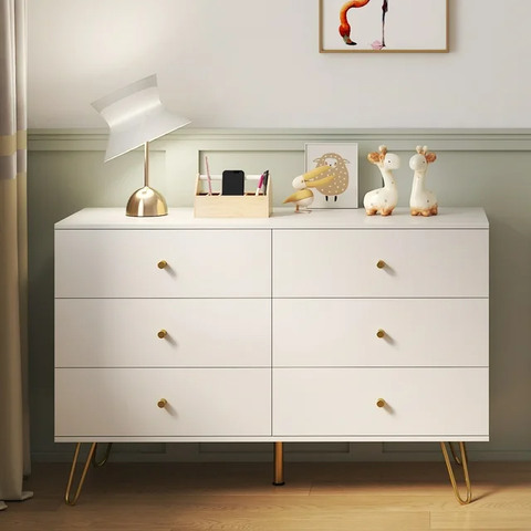 White Dresser for Bedroom with 6 Drawers