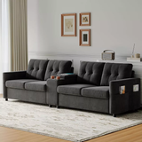 115" Faux Leather 4-Seat Sectional Sofa