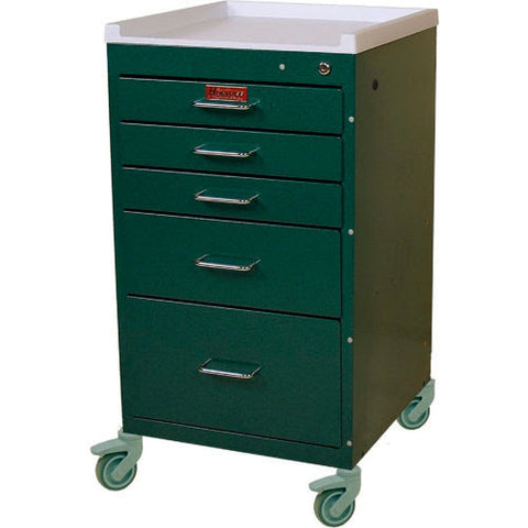Mini-Line Short Five Drawer Procedure Cart Key Lock, Light Gray - 3145K
