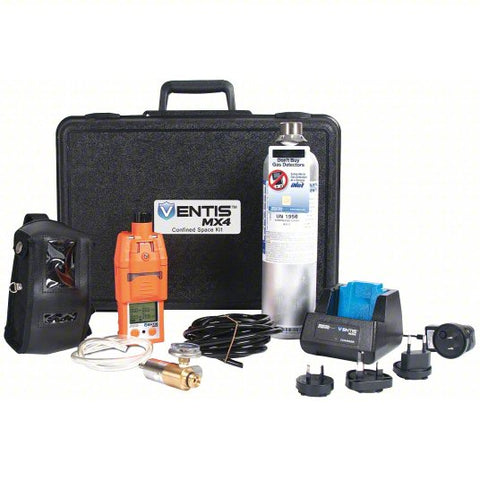INDUSTRIAL SCIENTIFIC Gas Detector/Confined Space Kit: Carbon Monoxide/Hydrogen Sulfide/LEL/Oxygen