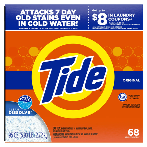 Tide Powder Laundry Detergent, Original Scent, 68 Loads, 95 oz