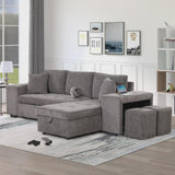 104" Pull Out Sleeper Sofa, Reversible L-Shape Sectional