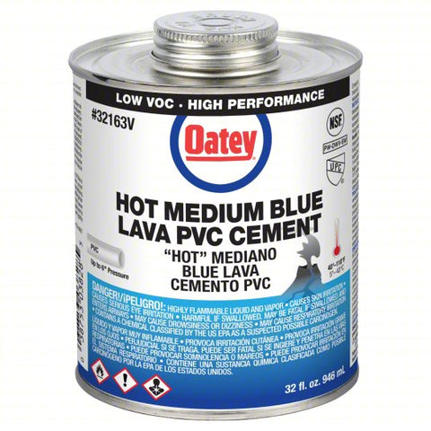 OATEY Cement: Lava Hot Medium, 32 fl oz, Brush-Top Can, Blue