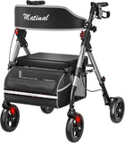 Walkers for Seniors, Rollator Walker with Seat, Walkers for Seniors with seat, 350 lb Capacity,with 8'' Big Wheels, Rolling Walker