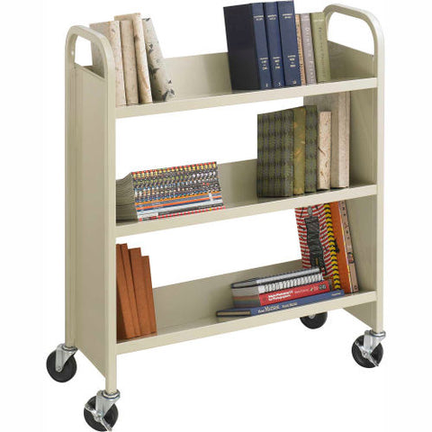 Steel 3-Shelf Single-Sided Book Cart