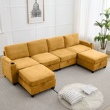 Hyleory 117.4" Modern Chenille Fabric Storage U-shaped Sectional Sofa,6 seater Couch