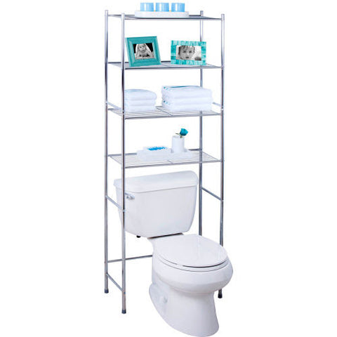 4-Tier Over-The-Toilet Shelving Unit 24"L x 11"W x 68"H - Chrome