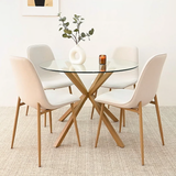 Folmar 4 - Person Dining Table Sets With 39'' Round Table & 4 Upholstered Fabric Chairs