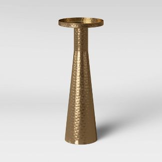 Alester Round Hammered Metal Drink Table Brass - Threshold™