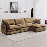 Hyleory 112 in. W 4-Piece Modern Corduroy Fabric Sectional Sofa Couch with Ottoman