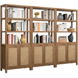 5 Tier Bookshelf Set of 3, Farmhouse 5 Shelf Bookcase with Doors Library Storage Cabinet