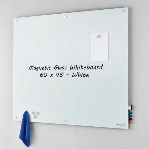 Magnetic Glass Whiteboard, 60"W x 48"H