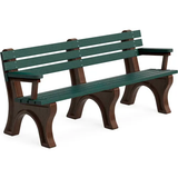 Polly Products Econo Mizer 6' Backed Bench w/ Arms, Brown Frame