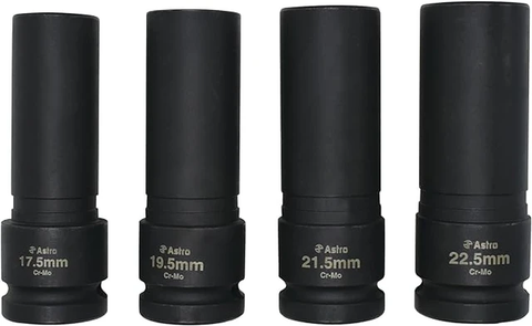ASTRO 4-Piece 1/2" Drive 1/2 Size Thin Wall Lug Nut Socket Set - 17.5-22.5mm (78204)