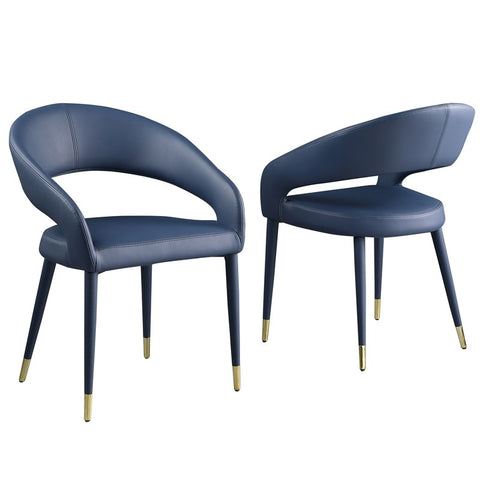 Faux Leather Dining Chairs IN Navy Blue (Set of 2)