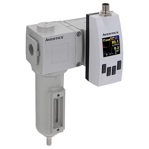 NUMATICS Flow Sensor: 1/2 in NPT Inlet Size, 1/2 in NPT Outlet Size, 5 Pin M12 Connector, AF2