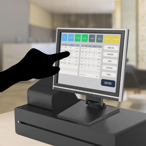 LCD Touch Screen Cash Register, 15" POS TFT VGA Monitor POS System Cash Register Retail Store Restaurant Bar