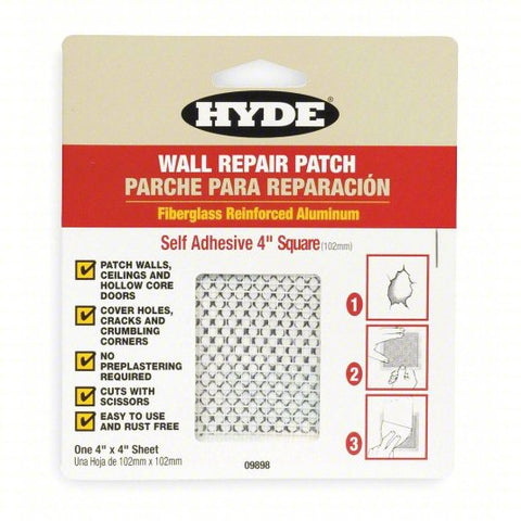 HYDE Wall Patch: Wall Repair Patch, 4 in x 4 in, Gray