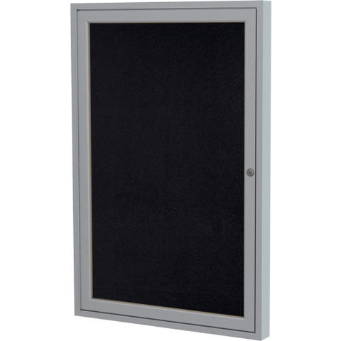 Enclosed Bulletin Board, 1 Door, 30"W x 36"H, Black