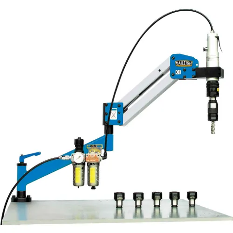 Baileigh Industrial Single Arm Air Powered Tapping Machine, 1/8"-1" Tapping Capacity, 220 RPM