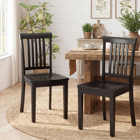 Tanvier Slatted Back Dining Chair Solid Wood Side Chair (Set of 2)