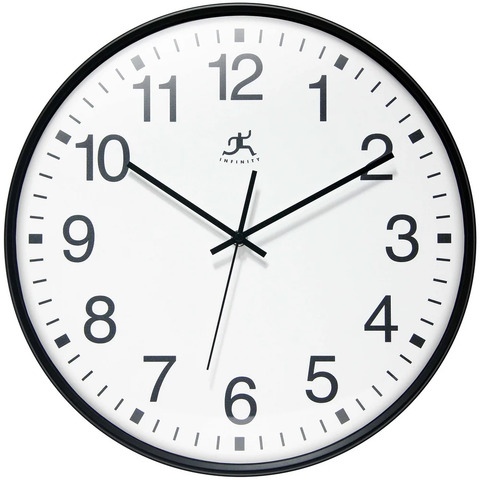 Infinity Instruments Apollo Wall Clock, Black, 15" Round - 15" Round