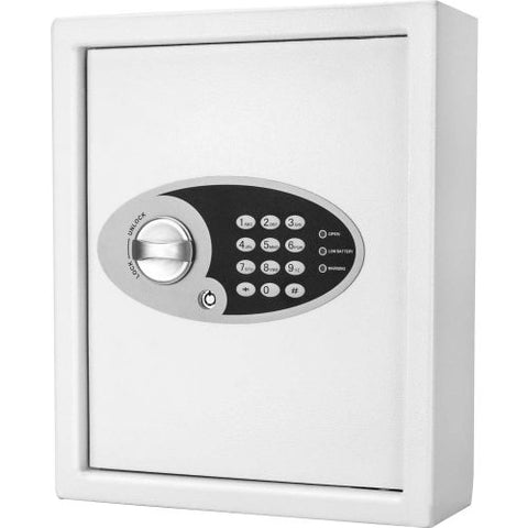 Barska AX12658 48 Keys Keypad Wall Key Safe 12"W x 4"D x 14-1/4"H, White, Steel