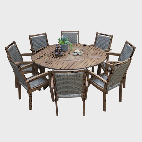 Fleur Round 9 - Piece 8 - Person 63'' L Outdoor Table Set