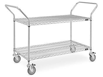 Chrome Heavy-Duty Wire Cart - 60 x 24 x 41", 2 Shelf